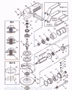 Page A Diagram and Parts List for CP854E T023187 Chicago Pneumatic Angle Grinder
